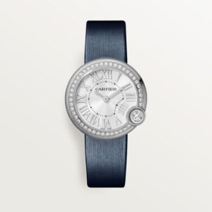 Ballon Blanc de Cartier Replique Montre 30 mm Diamants en acier en cuir