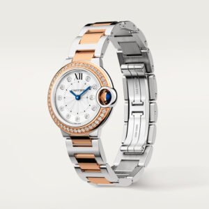 Ballon Bleu de Cartier Replique Montre 28 mm Diamants en acier en or rose rose