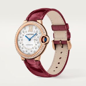 Ballon Bleu de Cartier Replique Montre 36 mm Mouvement m??canique automatique Diamants en or rose en cuir