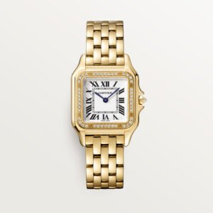Panthère de Cartier Replique Montre le modèle moyen de quartz mouvement diamant en or jaune