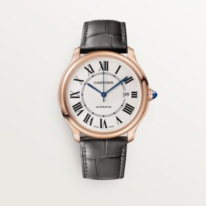 Ronde Louis Cartier Replique Montre Mouvement mécanique de 40 mm avec cuir en or rose sinueux automatique