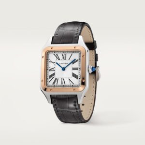 Santos-Dumont Replique Montre grand modèle Mouvement de quartz en cuir en acier en or rose