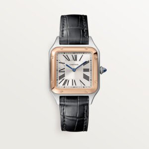 Santos-Dumont Replique Montre Small Mode Mouvement de quartz Rose Gold Steel Cuir