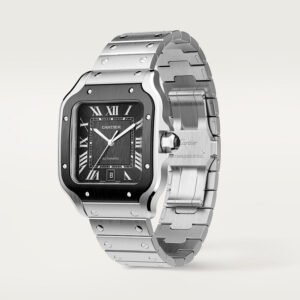 Santos de Cartier Replique Montre grand modèle mouvement automatique mouvement acier ADLC Bracelets en métal et en caoutchouc interchangeables