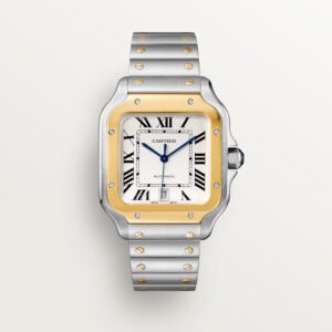 Santos de Cartier Replique Montre grand modèle Mouvement automatique Mouvement jaune en acier jaune en métal interchangeable et bracelets en cuir