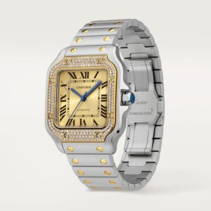 Santos de Cartier Replique Montre Mode Medium Mouvement automatique Mouvement 18k Diamants en acier en or jaune