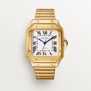 Santos de Cartier Replique Montre Mode Medium Mouvement automatique Mouvement en or jaune en métal interchangeable et bracelets en cuir